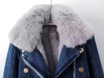 Faux Fur Lined Denim Jacket