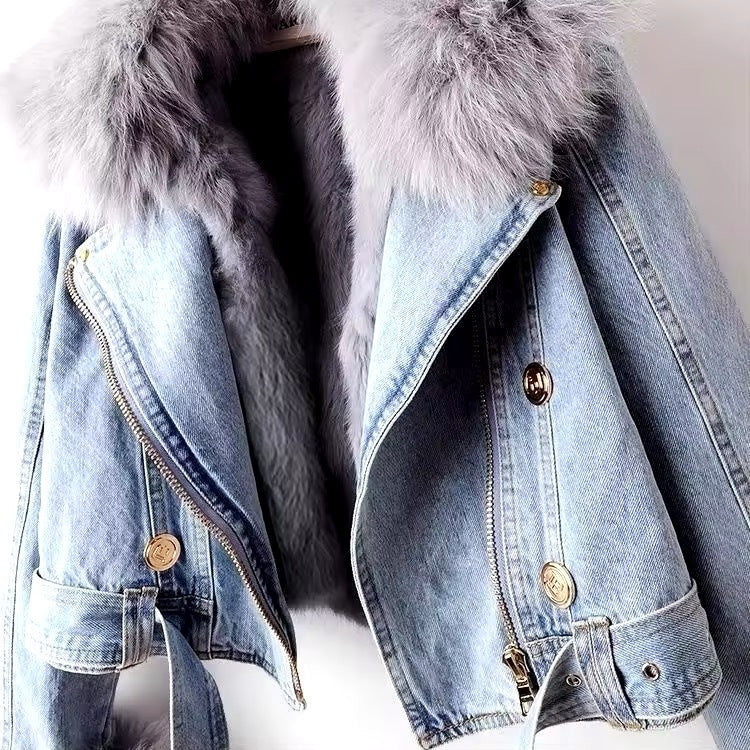 Faux Fur Lined Denim Jacket