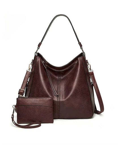 Caprielle - Elegant leather bag with large capacity and side pockets