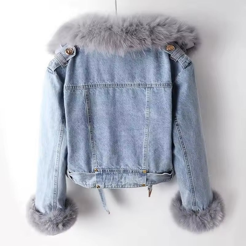 Faux Fur Lined Denim Jacket