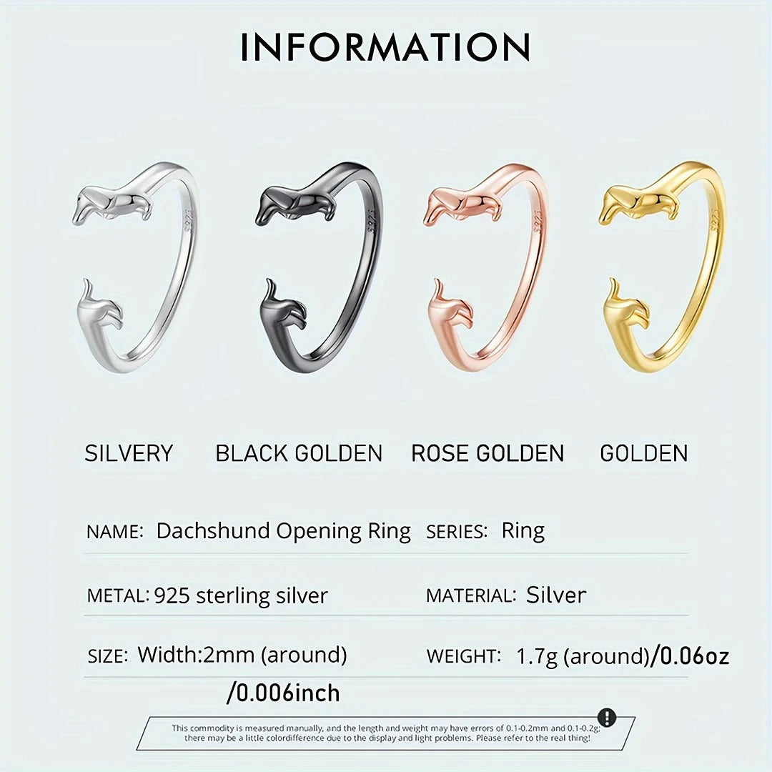 Aurelya™ | Dachshund Silver Cuff Ring