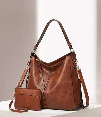 Caprielle - Elegant leather bag with large capacity and side pockets