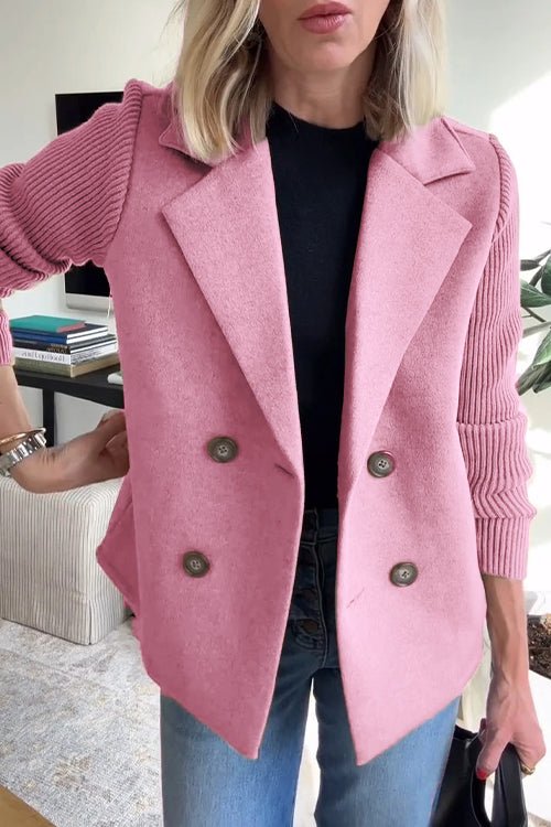 Amilina™ | Elegant Knit-Sleeve Blazer
